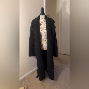 PrettyLittleThing US 10 TALL Black Longline Borg Coat